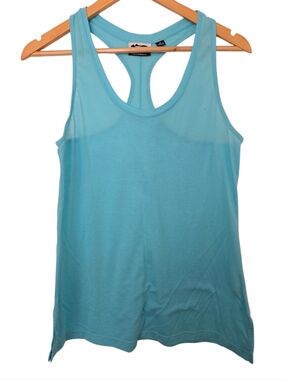 Aqua Blue Racerback Athletic Tank Medium Workout Gym Top